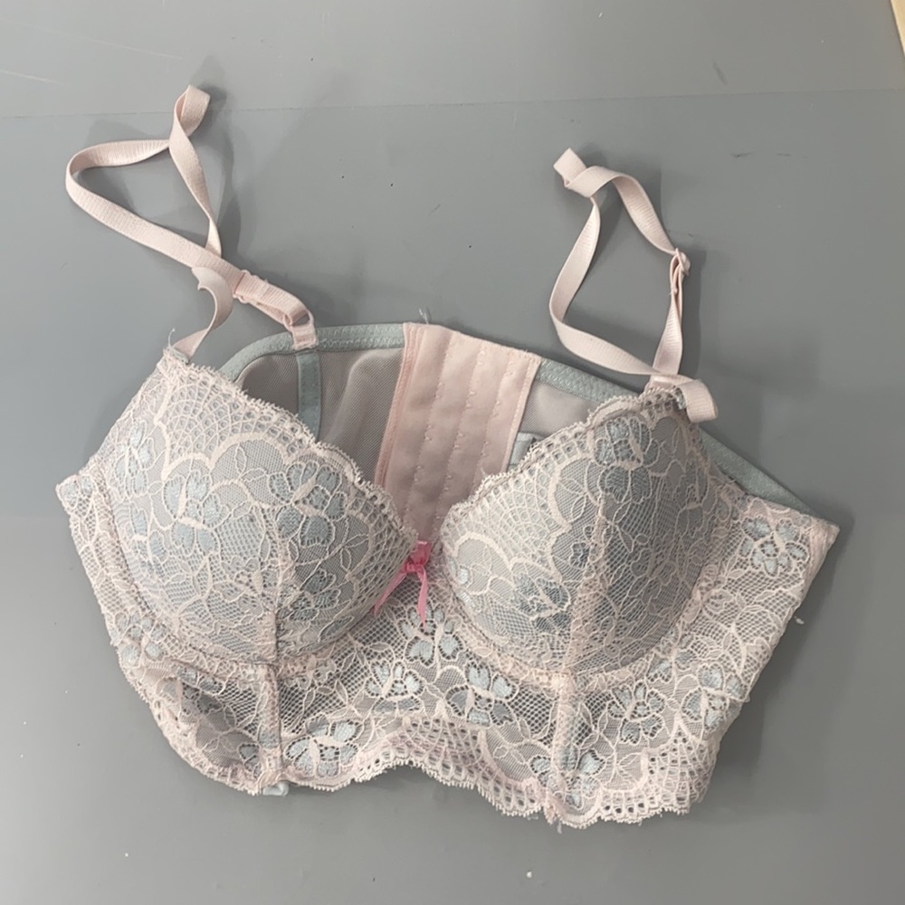 Sophie b. Women's Light Pink & Blue Lace Bush up Bra Size 34A